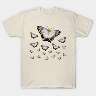 Black and Gold Butterfly Pattern T-Shirt